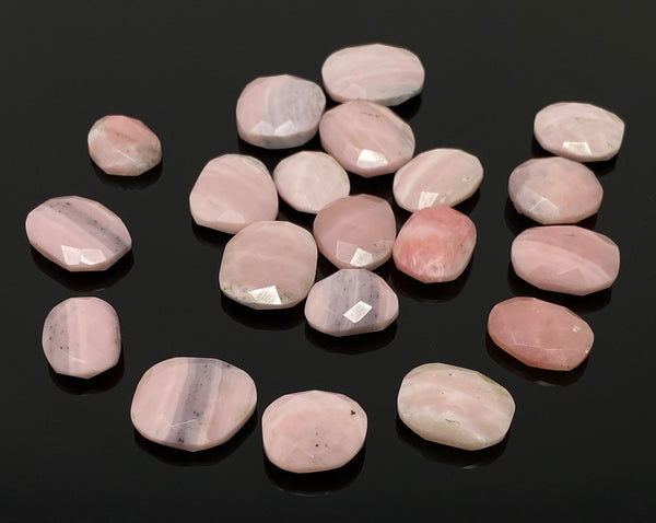 10 Pcs Natural Pink Opal Rose Cut Cabochons, Loose Gemstones, Peruvian