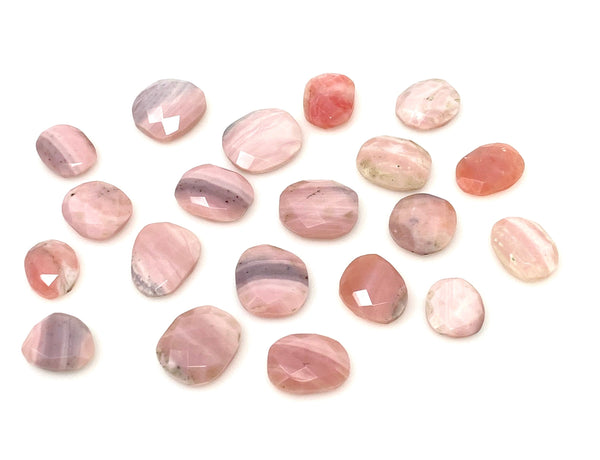 10 Pcs Natural Pink Opal Rose Cut Cabochons, Loose Gemstones, Peruvian