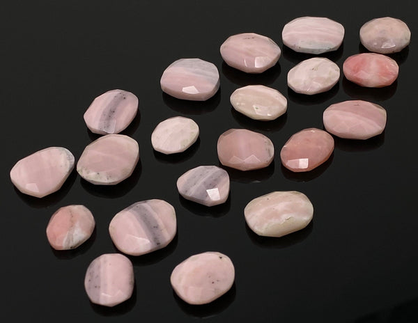 10 Pcs Natural Pink Opal Rose Cut Cabochons, Loose Gemstones, Peruvian