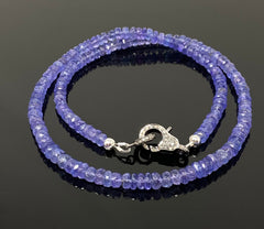 17.75” Genuine Tanzanite Necklace with Pave Diamond Clasp, Natural