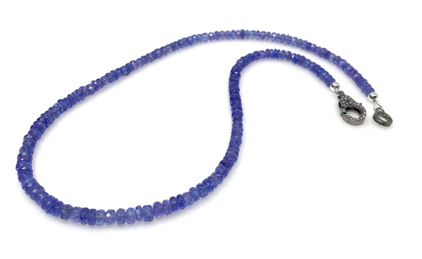 17.75” Genuine Tanzanite Necklace with Pave Diamond Clasp, Natural