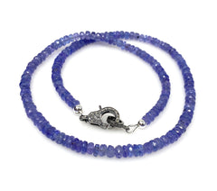 17.75” Genuine Tanzanite Necklace with Pave Diamond Clasp, Natural