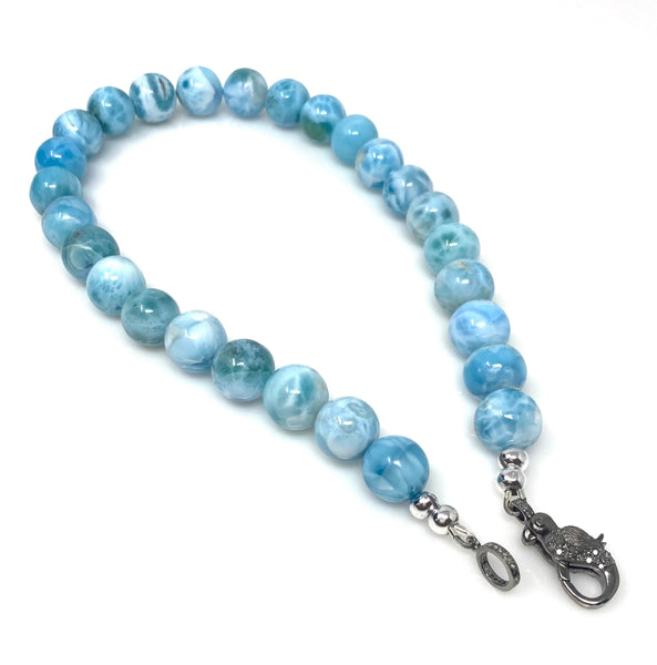 14mm- 14.5mm Rare Larimar Gemstone Necklace, Dominican Republic Smooth