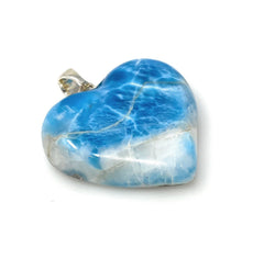 25.8g Larimar Heart Pendant, Large Larimar Sterling Silver Pendant,