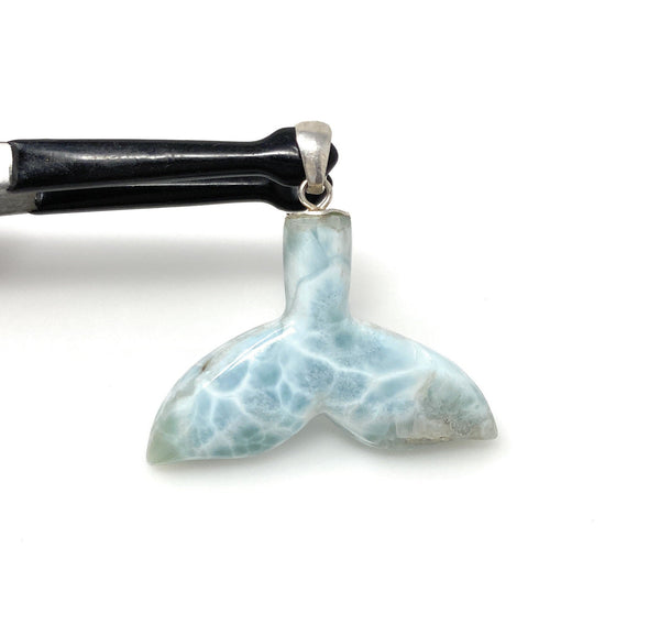 20g Larimar Mermaid Tail Pendant, Sterling Silver Pendant, Bohemian