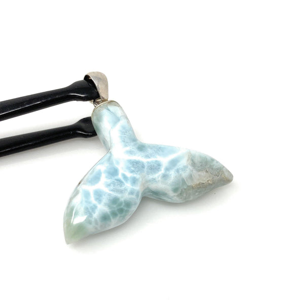 20g Larimar Mermaid Tail Pendant, Sterling Silver Pendant, Bohemian