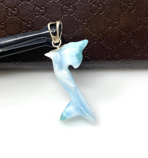 8g Larimar Dolphin Pendant,   Larimar Pendant, Bohemian Jewelry,