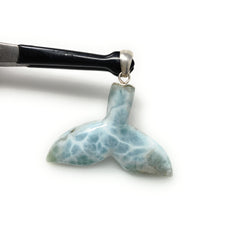 20g Larimar Mermaid Tail Pendant, Sterling Silver Pendant, Bohemian