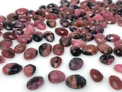 10 Pcs Natural Rhodonite Rose Cut Cabochons, Loose Gemstones,