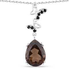 7.54 Carat Genuine Smoky Quartz and Black Spinel .925 Sterling Silver