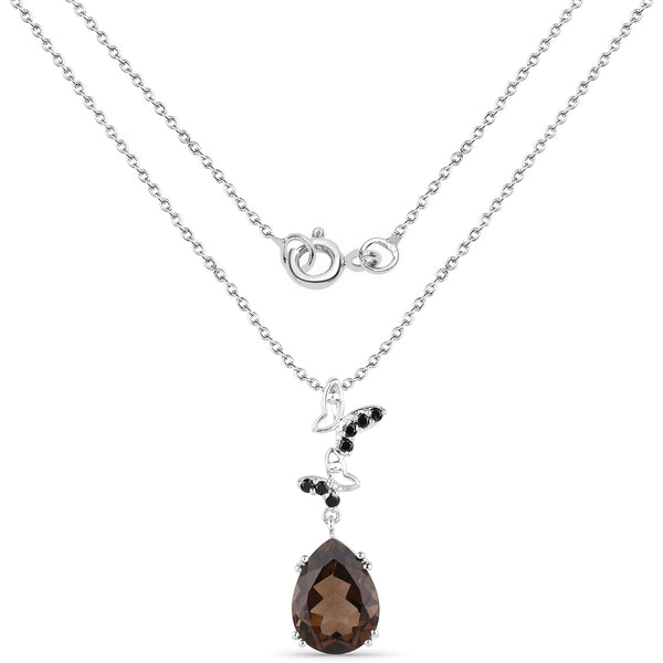 7.54 Carat Genuine Smoky Quartz and Black Spinel .925 Sterling Silver