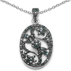 Pendentif en argent sterling 925 avec diamant bleu véritable de 0,28 carat