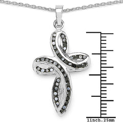 Pendentif en argent sterling 925 avec diamant noir véritable de 0,49 carat