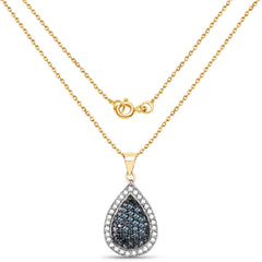 Diamante azul genuino y blanco de 0,81 quilates chapado en oro amarillo de 14 quilates